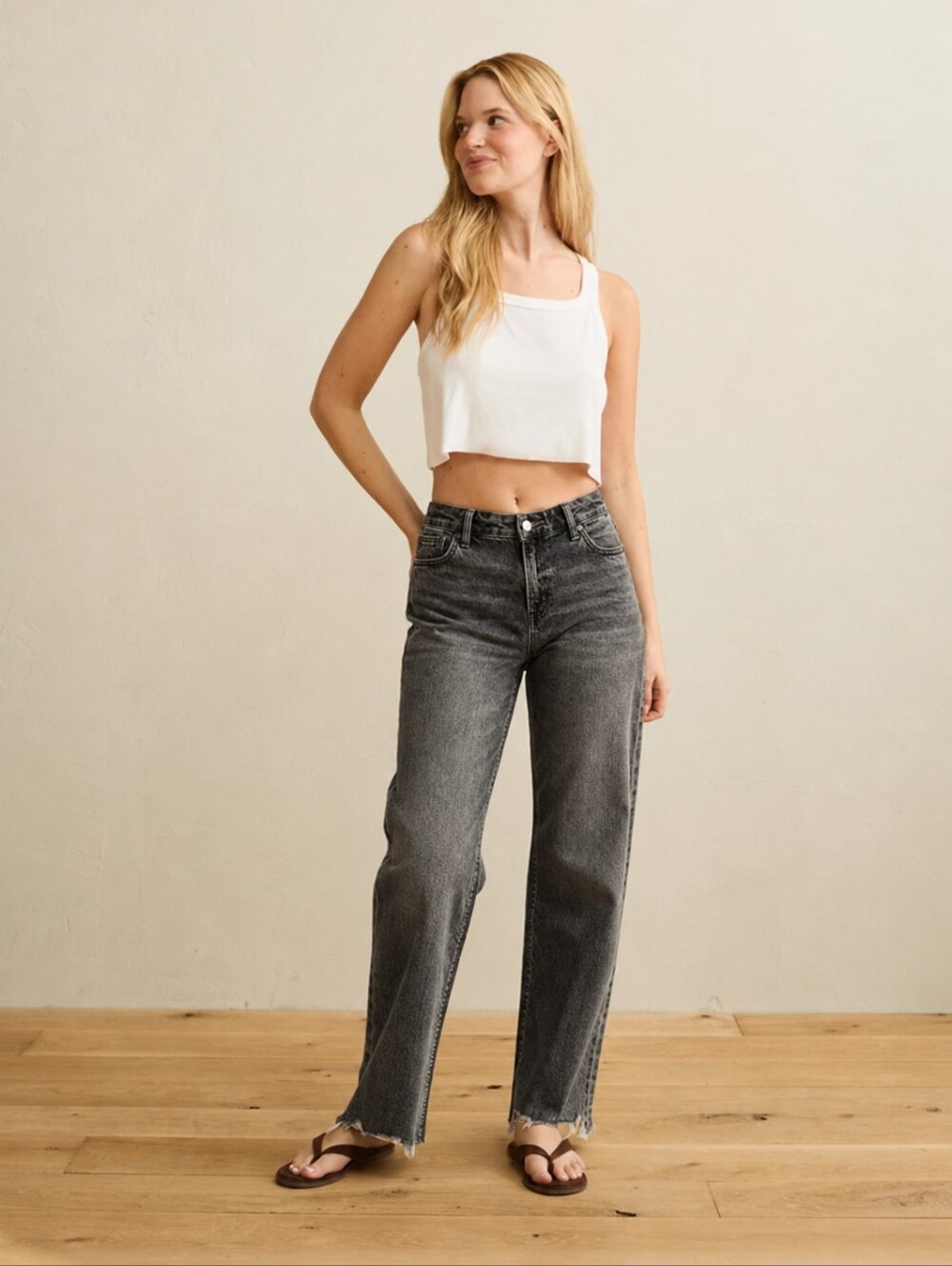 NWT American Eagle Curvy Stovepipe Jeans Size 14 Black Grey Raw Hem
